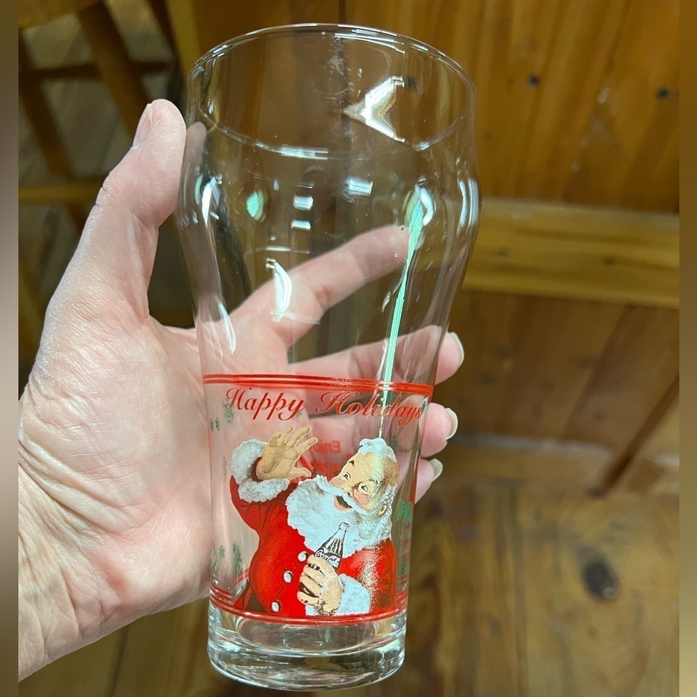 Vintage 1996 Coca Cola Coke Christmas Santa Glass